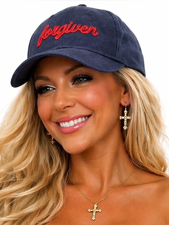 New Era Accessories - New Era “forgiven” Embroidered Navy Baseball Cap | Red Embroidery – One Size